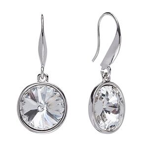 Clear Rivoli Swarovski Crystal Drop Earrings with Swarovski Crystals